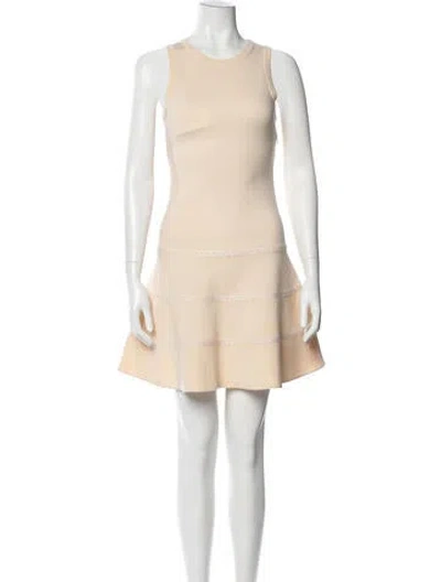 Pre-owned Alaïa Virgin Wool Mini Dress In Neutral