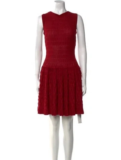 Pre-owned Alaïa Virgin Wool Mini Dress In Red