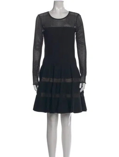 Pre-owned Alaïa Virgin Wool Mini Dress W/ Tags In Black