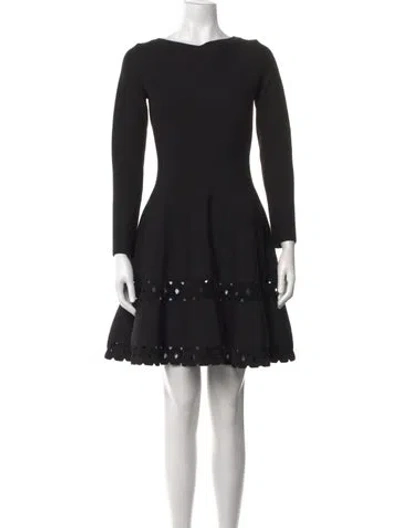Pre-owned Alaïa Virgin Wool Mini Dress W/ Tags In Blue
