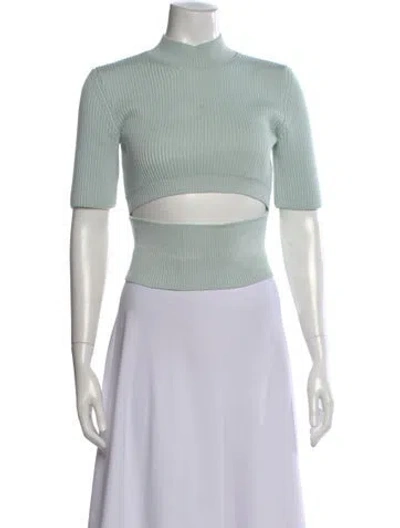 Pre-owned Alaïa Virgin Wool Mock Neck Sweater In Green