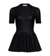 Alaïa Peplum-style Short-sleeved Top In Virgin Wool In Black