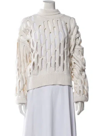 Pre-owned Alaïa Virgin Wool Printed Sweater In White