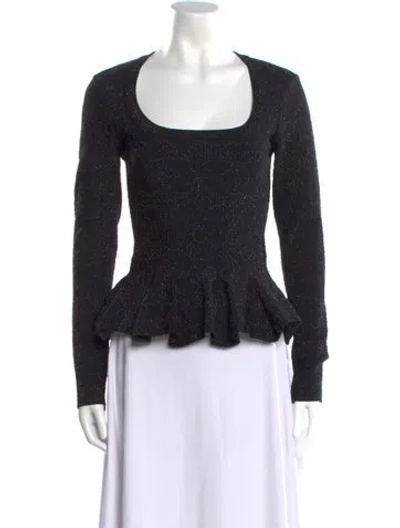 Pre-owned Alaïa Virgin Wool Scoop Neck Top In Black