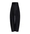 Alaïa Virgin Wool-silk Tuxedo Round Trousers In Black