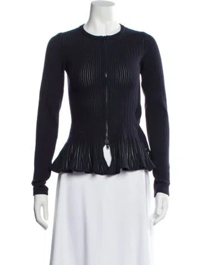 Pre-owned Alaïa Virgin Wool Striped Evening Jacket In Blue