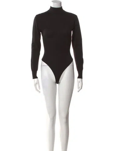 Pre-owned Alaïa Virgin Wool Turtleneck Bodysuit In Black