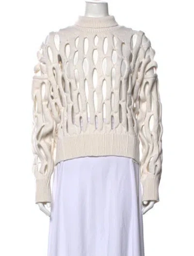 Pre-owned Alaïa Virgin Wool Turtleneck Sweater In Neutrals