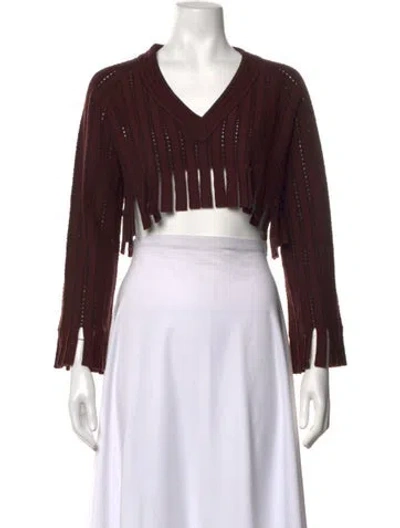 Pre-owned Alaïa Virgin Wool V-neck Crop Top In Brown