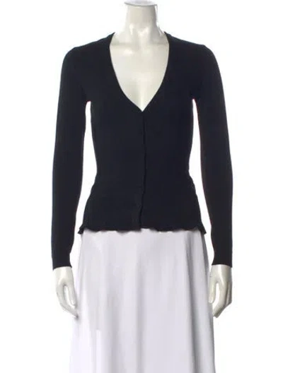 Pre-owned Alaïa Virgin Wool V-neck Sweater In Blue