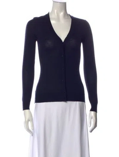Pre-owned Alaïa Virgin Wool V-neck Sweater In Blue