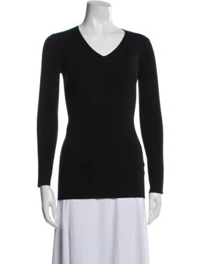 Pre-owned Alaïa Virgin Wool V-neck Sweater In Blue
