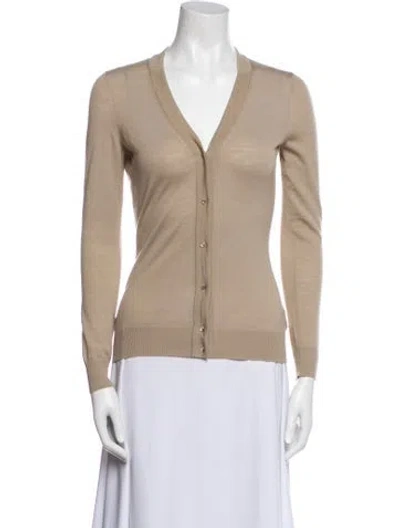 Pre-owned Alaïa Virgin Wool V-neck Sweater In Neutral