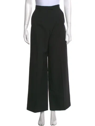 Pre-owned Alaïa Virgin Wool Wide Leg Pants In Black