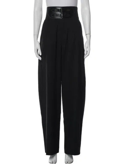 Pre-owned Alaïa Virgin Wool Wide Leg Pants In Black
