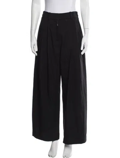Pre-owned Alaïa Virgin Wool Wide Leg Pants In Black