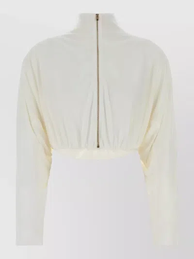 Alaïa Viscose Blend Jacket Draped Design Neckline In White