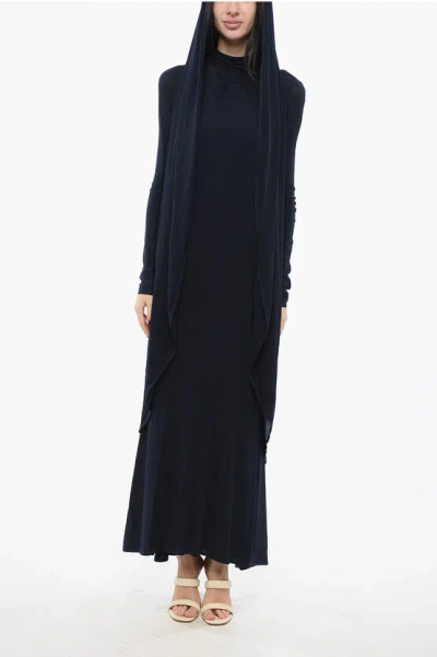 Alaïa Viscose Cape Dress In Black