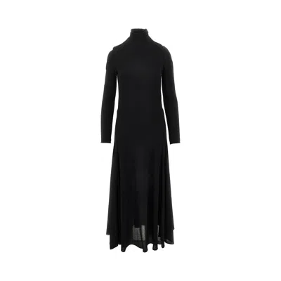 Alaïa Viscose Midi Dress With Cut-out Heart In Black