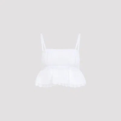 Alaïa Viscose Ruffled Peplum Cami Top In White