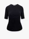 Alaïa Womens Alaia Ruched Round-neck Stretch-woven Top In Black