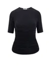 Alaïa Womens Alaia Ruched Round-neck Stretch-woven Top In Black