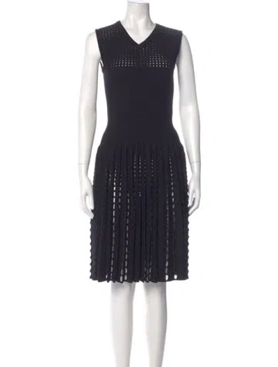 Pre-owned Alaïa V-neck Knee-length Dress In Blue