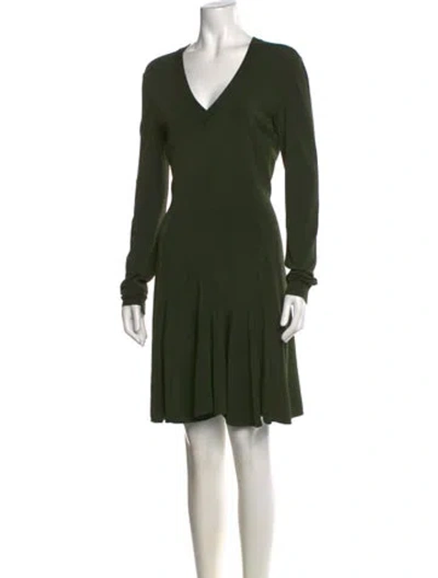 Pre-owned Alaïa V-neck Knee-length Dress In Green