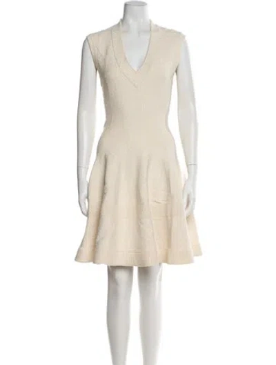 Pre-owned Alaïa V-neck Knee-length Dress In Neutral