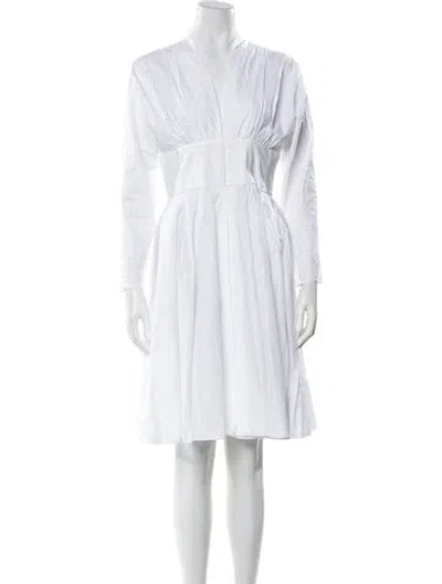 Pre-owned Alaïa V-neck Knee-length Dress In Neutral