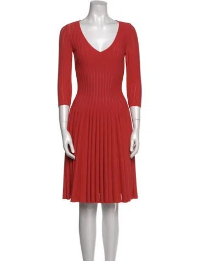 Pre-owned Alaïa V-neck Knee-length Dress In Pink