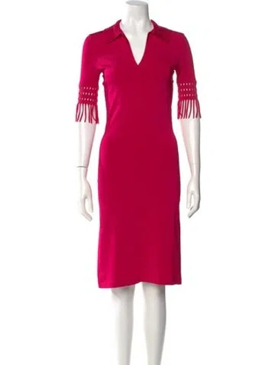 Pre-owned Alaïa V-neck Knee-length Dress In Pink