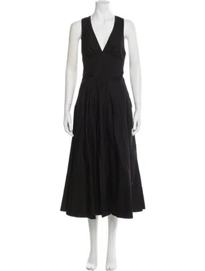 Pre-owned Alaïa V-neck Long Dress In Black