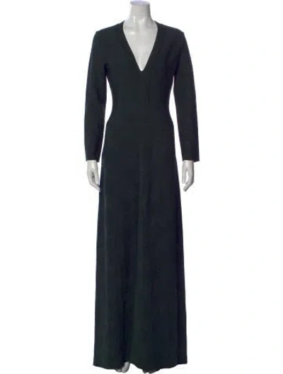 Pre-owned Alaïa V-neck Long Dress In Black