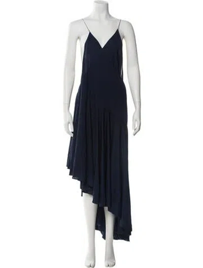 Pre-owned Alaïa V-neck Long Dress In Blue