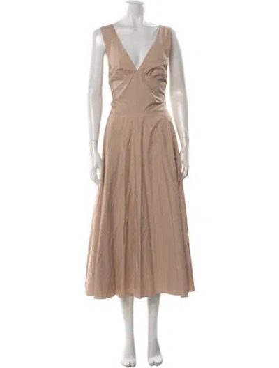 Pre-owned Alaïa V-neck Long Dress In Neutral
