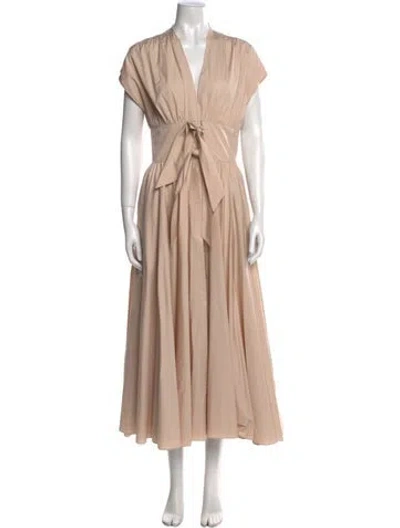 Pre-owned Alaïa V-neck Long Dress In Pink