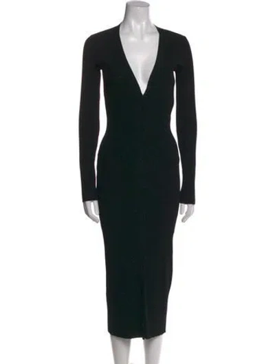 Pre-owned Alaïa V-neck Long Dress W/ Tags In Black