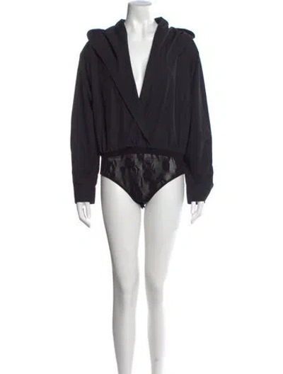 Pre-owned Alaïa V-neck Long Sleeve Bodysuit In Black