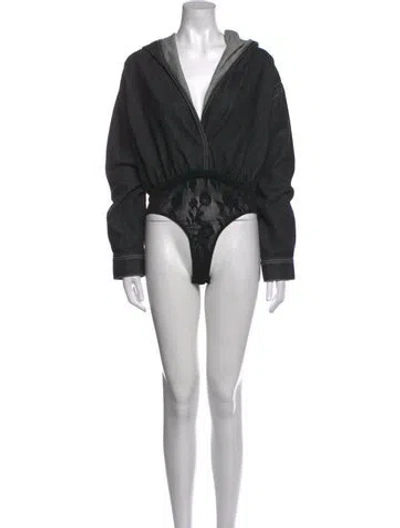 Pre-owned Alaïa V-neck Long Sleeve Bodysuit In Black