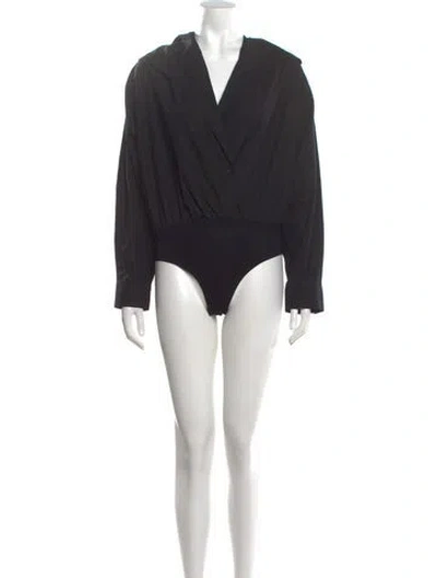 Pre-owned Alaïa V-neck Long Sleeve Bodysuit In Black