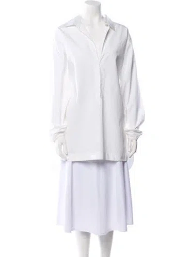 Pre-owned Alaïa V-neck Long Sleeve Tunic In White