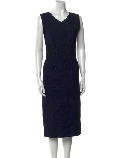 Pre-owned Alaïa V-neck Midi Length Dress In Black