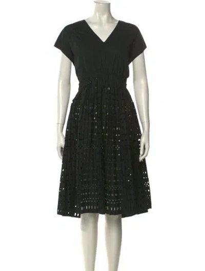 Pre-owned Alaïa V-neck Midi Length Dress In Black