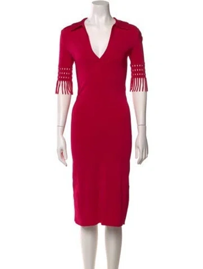 Pre-owned Alaïa V-neck Midi Length Dress In Pink
