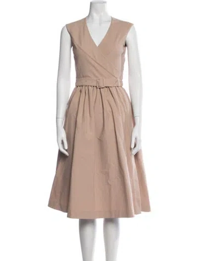 Pre-owned Alaïa V-neck Midi Length Dress In Pink