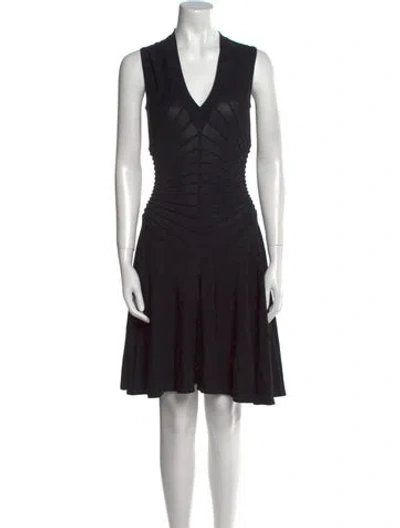 Pre-owned Alaïa V-neck Mini Dress In Black