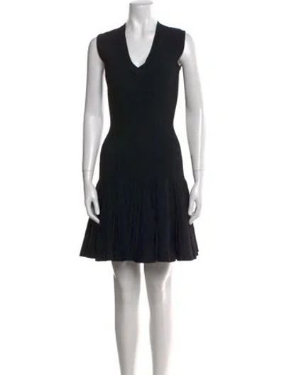 Pre-owned Alaïa V-neck Mini Dress In Black