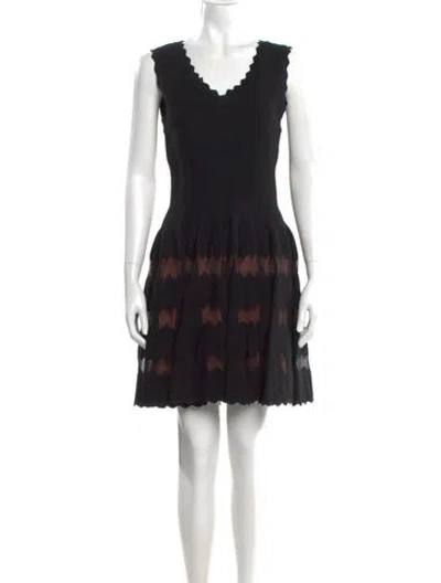 Pre-owned Alaïa V-neck Mini Dress In Black