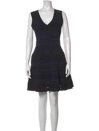 Pre-owned Alaïa V-neck Mini Dress In Black